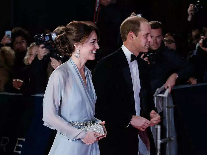 Kate nearly floated down the red carpet in a sweeping blue gown in October 2015.