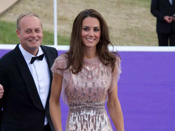 In June 2011, the Duchess of Cambridge sparkled in a dreamy blush gown from Jenny Packham at a gala dinner.