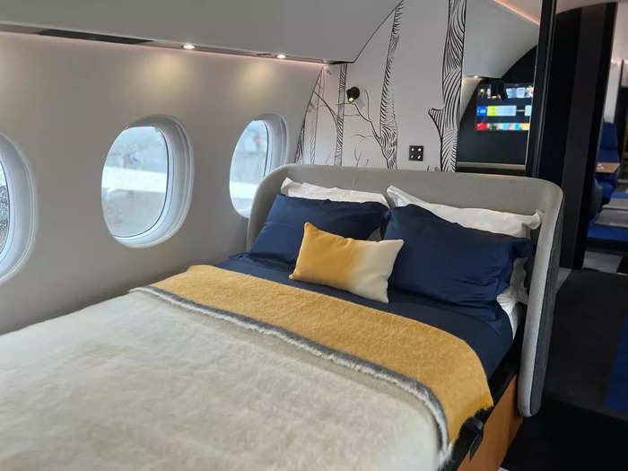The cosy-looking bed would be a necessity for ultra-rich clients on long-haul flights – and looks even more comfortable than business class.