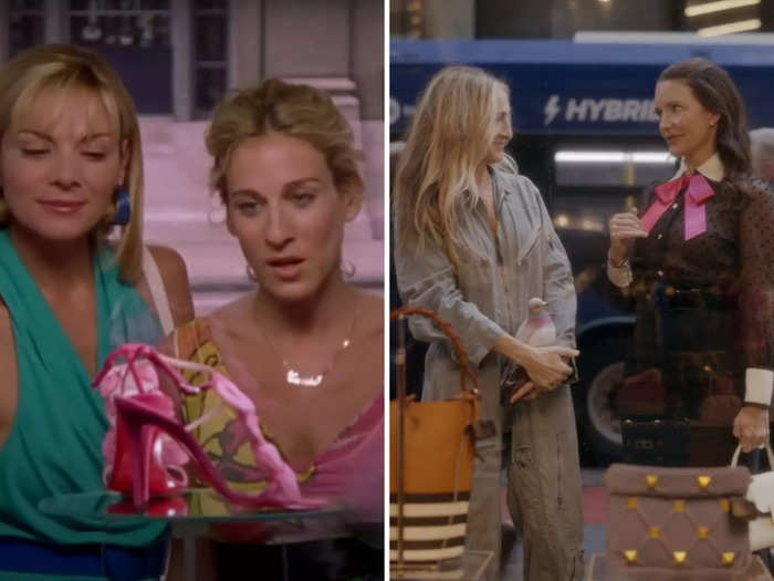 In episode 2, Carrie and Charlotte chat in front of a store window. The shot is apparently a direct reference to an iconic scene from the series.