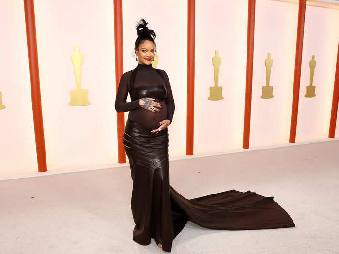 Out of all the daring maternity looks Rihanna has worn so far, the leather dress she chose for the 2023 Oscars might be her best.