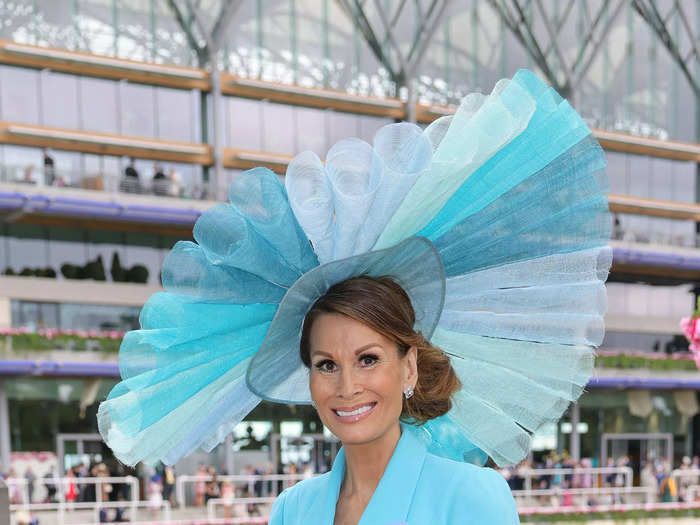 Designer Isabell Kristensen attended day one of Royal Ascot 2023 in a large tulle hat in varying shades of blue.