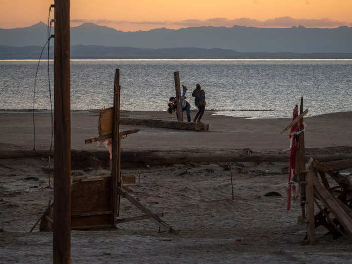 Located 223 feet below sea level, Bombay Beach entered its golden years in the mid-1900s when tourists would arrive in droves to the idyllic town built by a desert oasis.