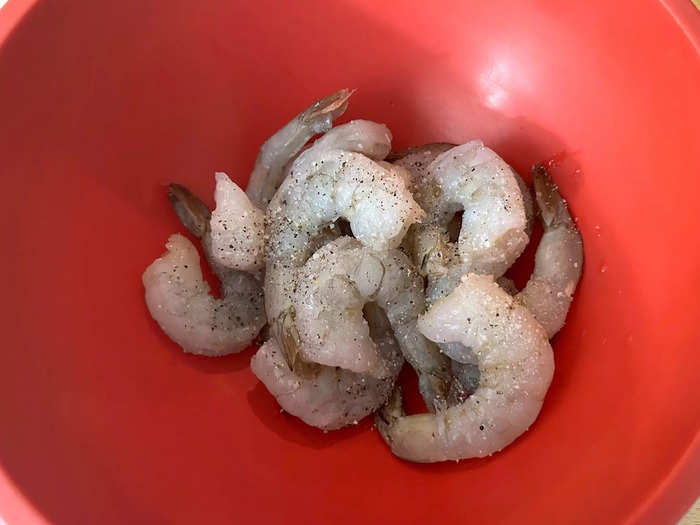 While the sauce was reducing, I prepped my shrimp.