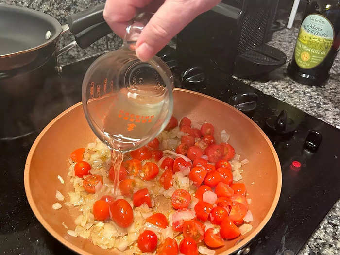 Then I deglazed the pan with white wine.