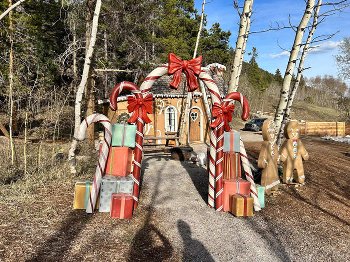 Just across the way is a gingerbread house covered with all of the candy-colored fixings.