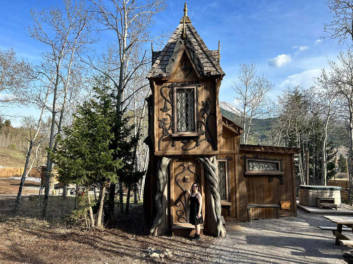 The tower, like all of the cottages on the property, comes with a grill and a wood-fired hot tub.