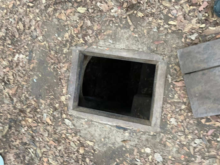 As we made our way through the jungle, our guide showed us some of the entrances used by the Viet Cong to access the tunnels. He told us that they were multi-layered and included rooms for cooking, medical treatment, and weapons caches.