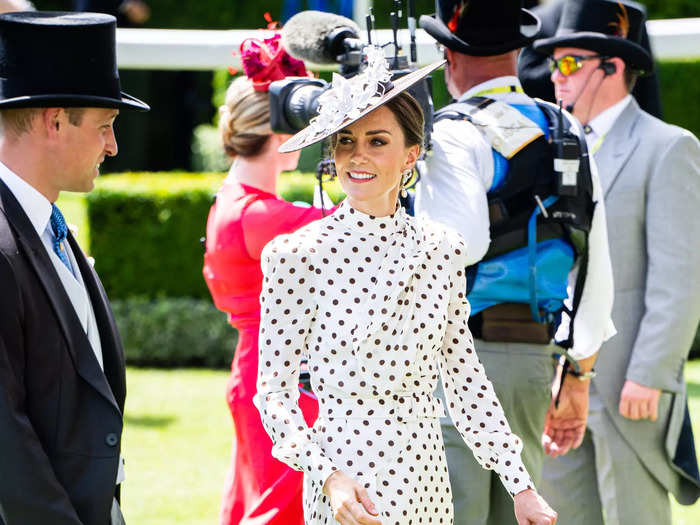 In 2022, Kate wore a midi-length, polka-dot dress by Alessandra Rich.