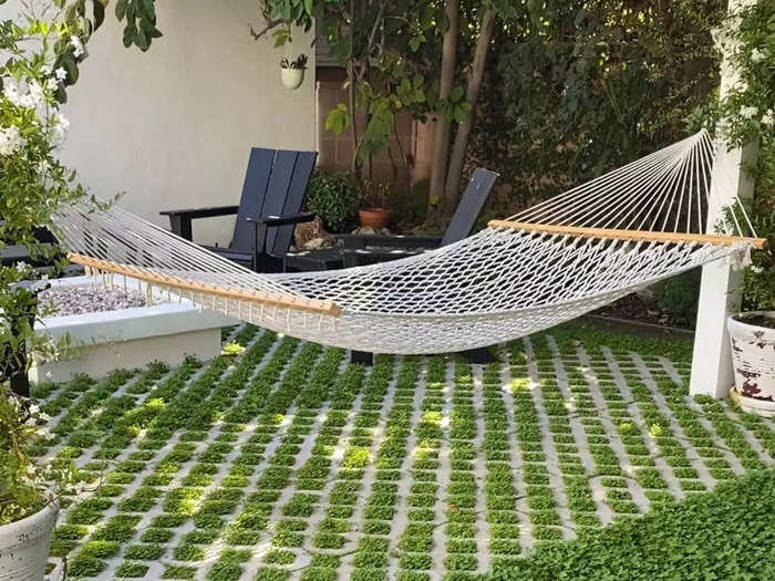 When it came to renovating the backyard, the couple went a more modern route in terms of vegetation.