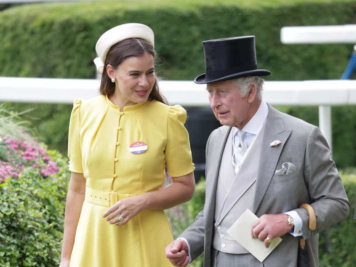 Lady Sophie Winkleman and Charles were seen walking and talking on day five.