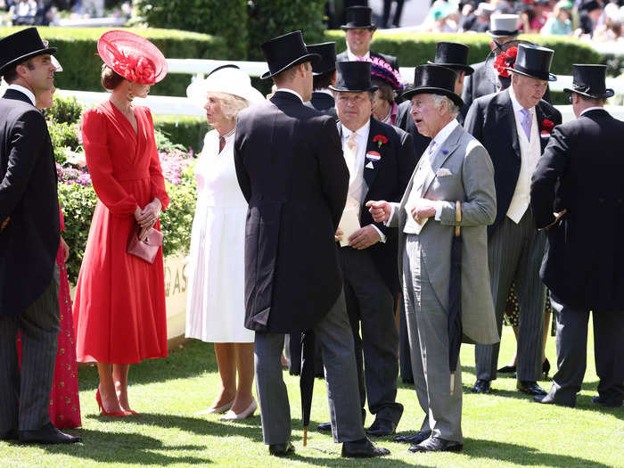 King Charles and Prince William were seen standing around and chatting before the day