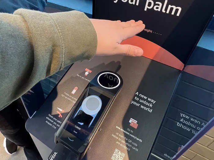 It took a few tries, but I finally got my palm scanned and linked to my credit card. You must have an Amazon account to use Just Walk Out but do not need one to use self-checkout.