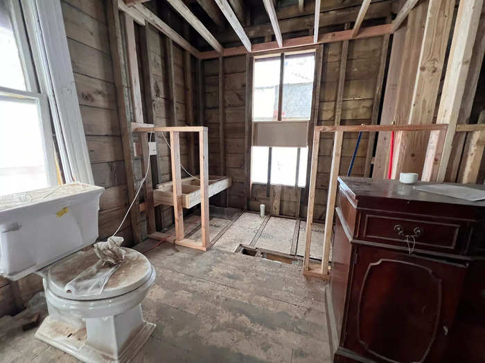 An unfinished bathroom under construction.