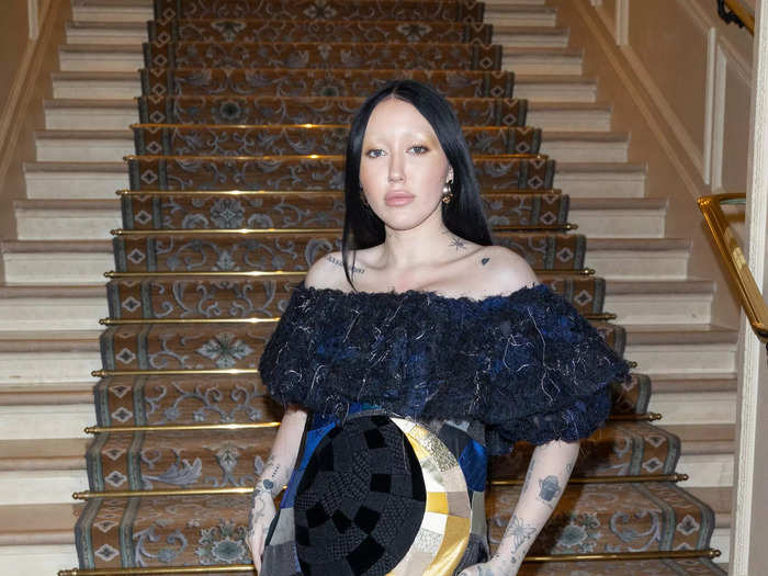 Noah Cyrus wore a quilted gown that featured a mind-bending geometric illusion to a Paris Fashion Week event in January.