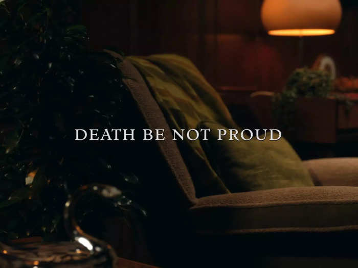 The episode title, "Death Be Not Proud," comes from a poem about the powerlessness of death in the face of human intervention.