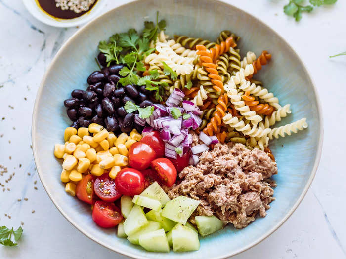 Pasta, tuna, and bean salad