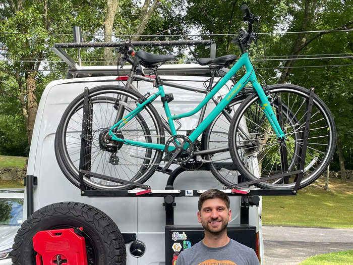 The van also had external storage for their bicycles.