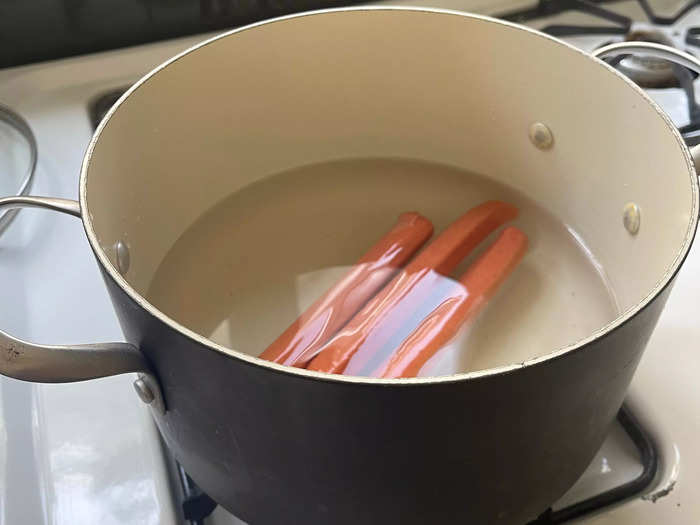 First I filled a medium-sized pot with water and set it on my stove