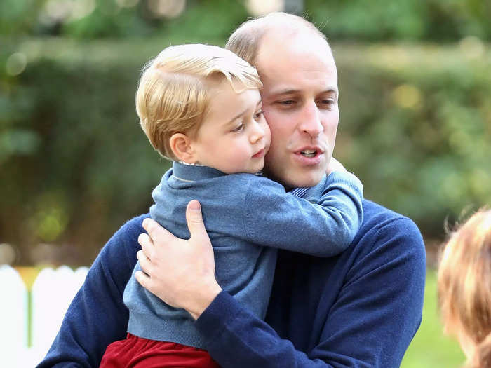 George was pictured adorably clinging to William during their 2016 royal tour of Canada.