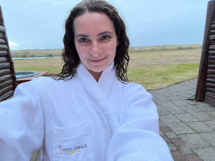 After a relaxing soak, I wrapped myself in one of the fluffy bathrobes from my suite. The sky was still bright at 11 p.m. since the sun doesn