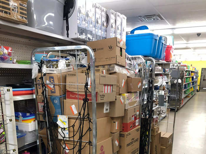 The boxes of unpacked merchandise blocked many of the shelves, making it hard to get a full picture of the merchandise that this store offered.