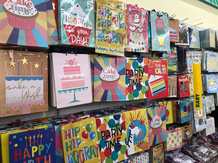 This Dollar Tree also had a wide selection of crafting and wrapping supplies, such as these gift bags.