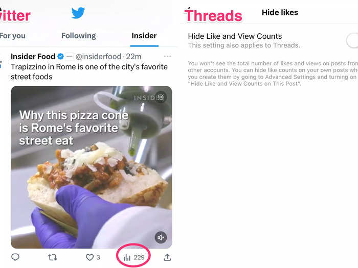 Threads provides an option to hide like counts on a user