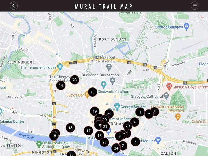 I started my journey by using the mural map, which can be found on the Glasgow Mural Trail website.