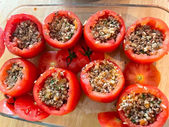 Your filled tomato cups should look like this.