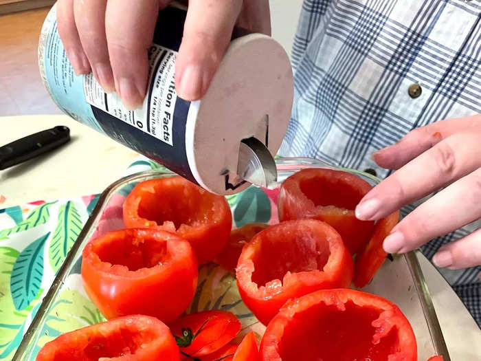 And lightly salt the interior of each tomato for extra taste.