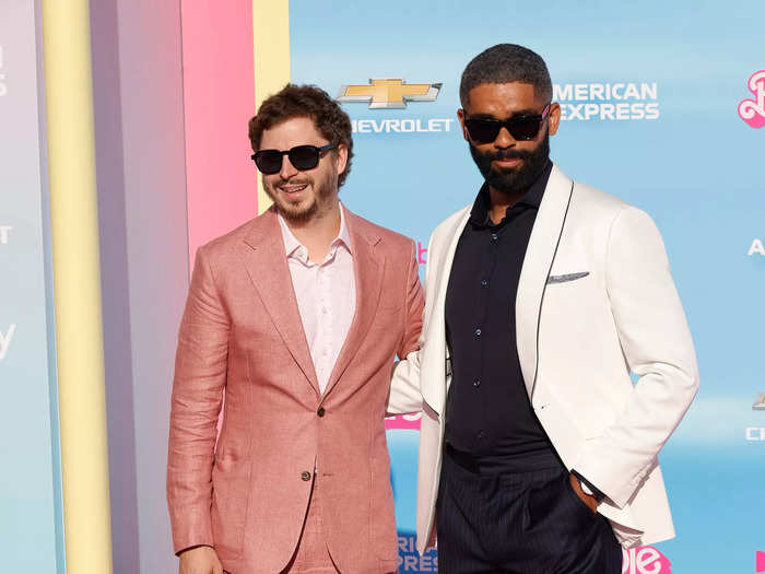 "Barbie" stars Michael Cera and Kingsley Ben-Adir donned shades as they posed together on the carpet.