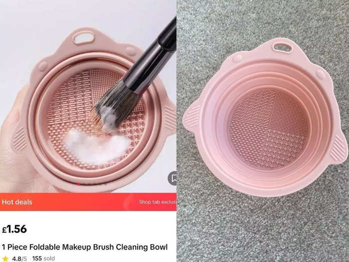 The makeup-brush cleaning bowl also looked like its pictures. I had never seen one before, so I didn