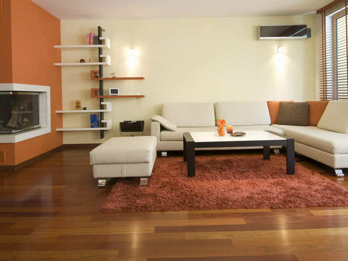 Warm burnt orange alleviates the design blahs.