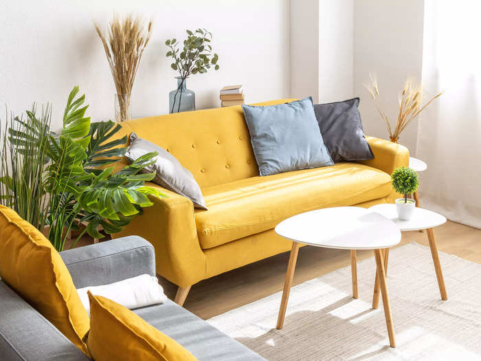 Consider a happy yellow sofa.