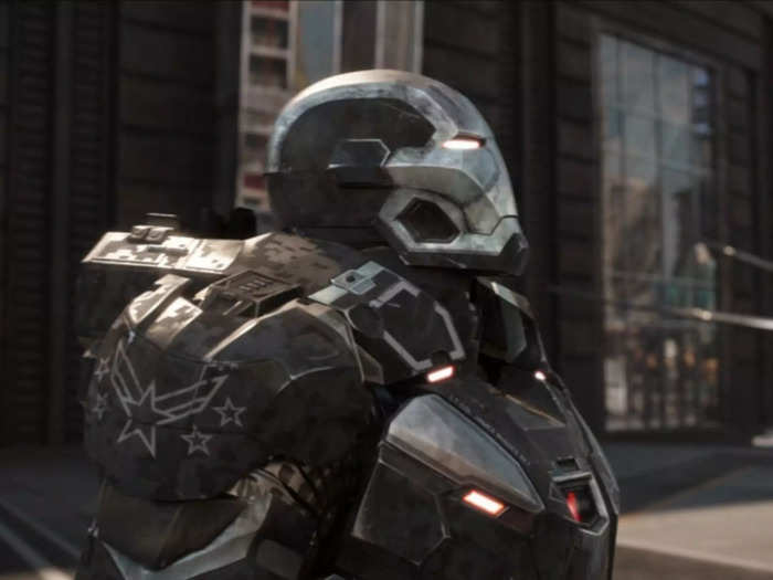 Rhodey references his War Machine suit during the emergency security summit in episode two.