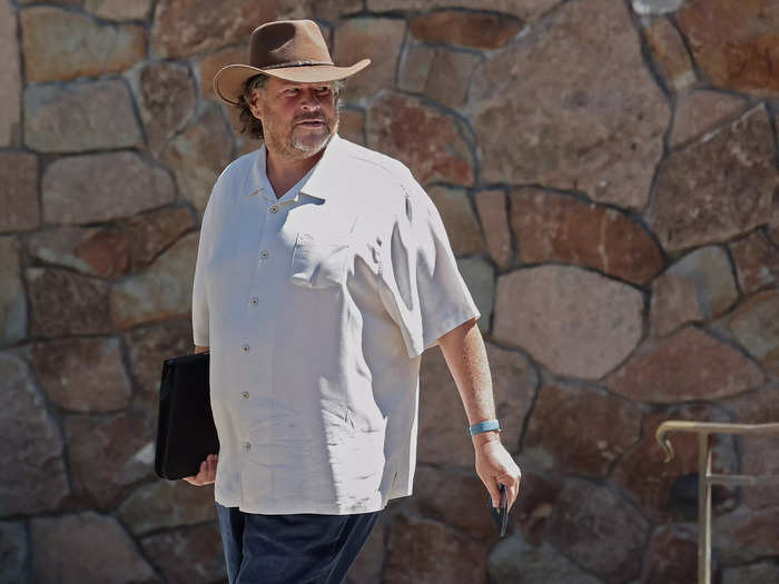 Salesforce CEO Marc Benioff pictured in a cowboy hat at the Sun Valley Lodge on Tuesday.