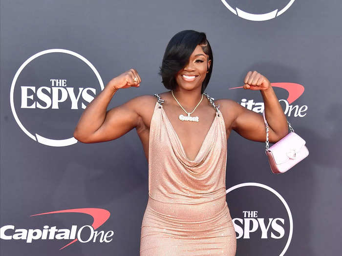 Boxer Claressa Shields chose a minidress for the red carpet.