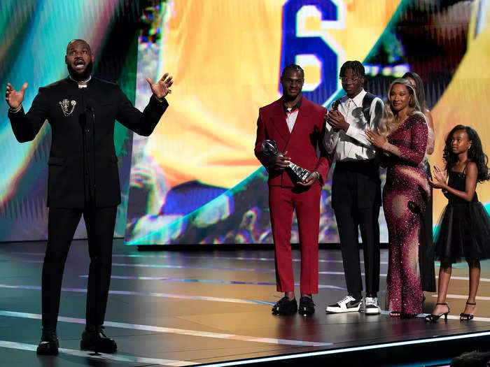 LeBron James teased his retirement from the NBA upon receiving the ESPY award for best record-breaking performance.