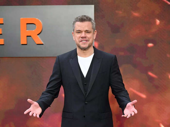 Matt Damon took a playful approach to the red carpet with a more laid-back ensemble.