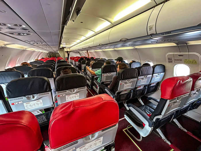 Flying on budget airlines can feel cramped and uncomfortable. But this four-hour flight was surprisingly quiet and spacious, as there were few passengers on board.