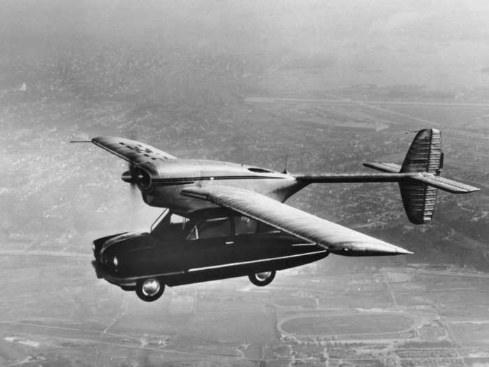 The design for the Bond car was not too far off from a real flying car prototype from 20 years earlier in 1947 — the Convair Car model 118.