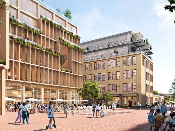 Rendering of wood buildings in Stockholm, Sweden