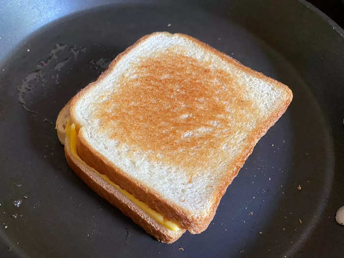 At this point, I flipped the sandwich and turned the heat up to medium-high.