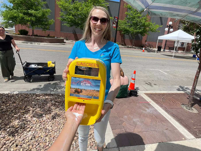 The sun was brutal, but there were people walking around with sunscreen dispensers throughout the day.