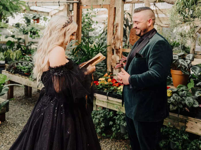 The Webbs also read private vows to each other in the greenhouse.