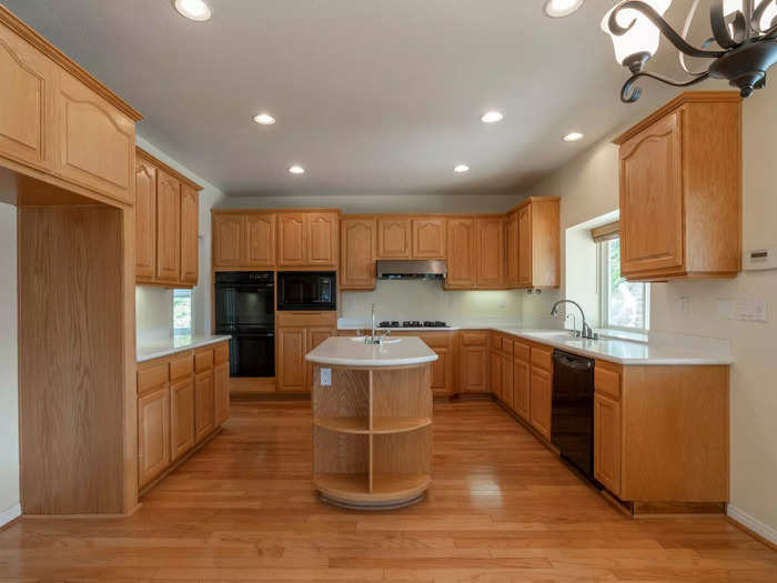 The kitchen lacked seating space before it was remodeled.