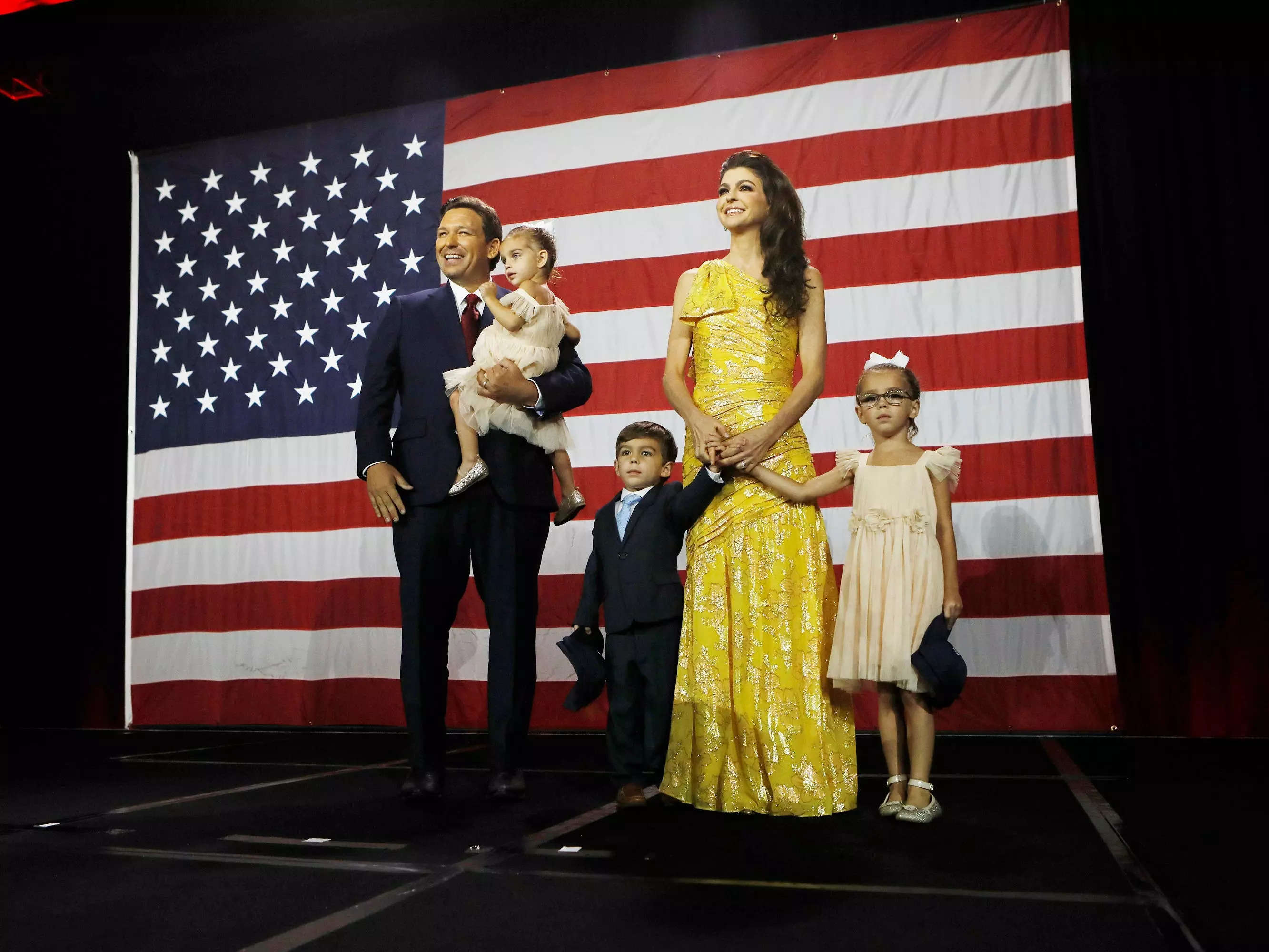 Ron and Casey DeSantis onstage with their children
