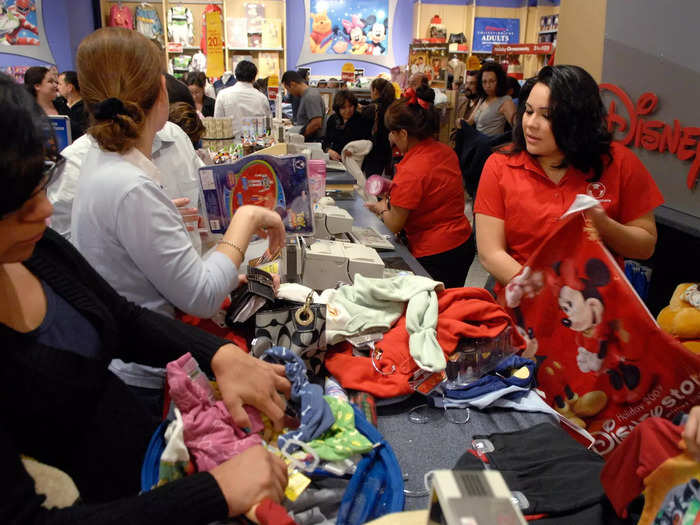 During those sales, shoppers would stock up on Disney clothes, toys, and other merchandise.