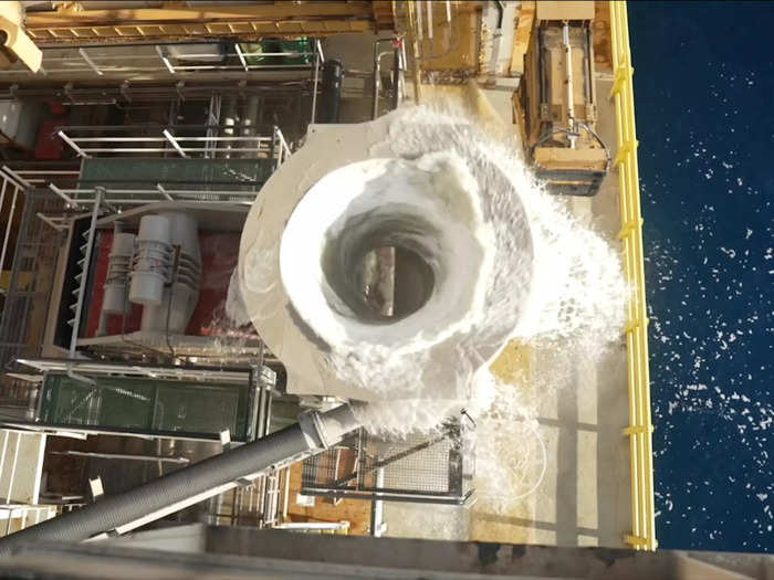 On the ship, a whirlpool uses gravity to separate nodules from sediment.